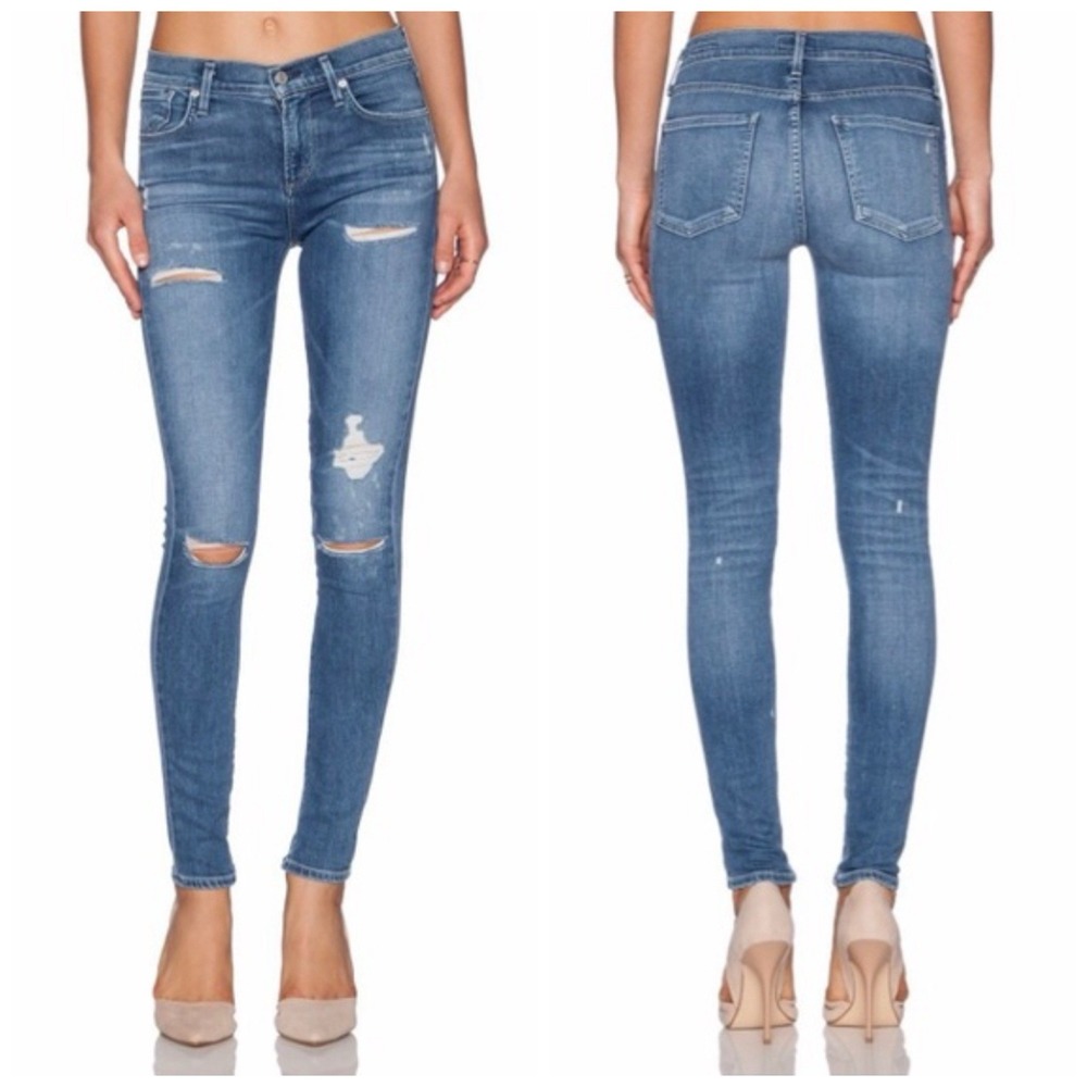 A Gold E Sophie High Rise Jeans 26‎ Distressed Stretch Denim In Cannes Revolve